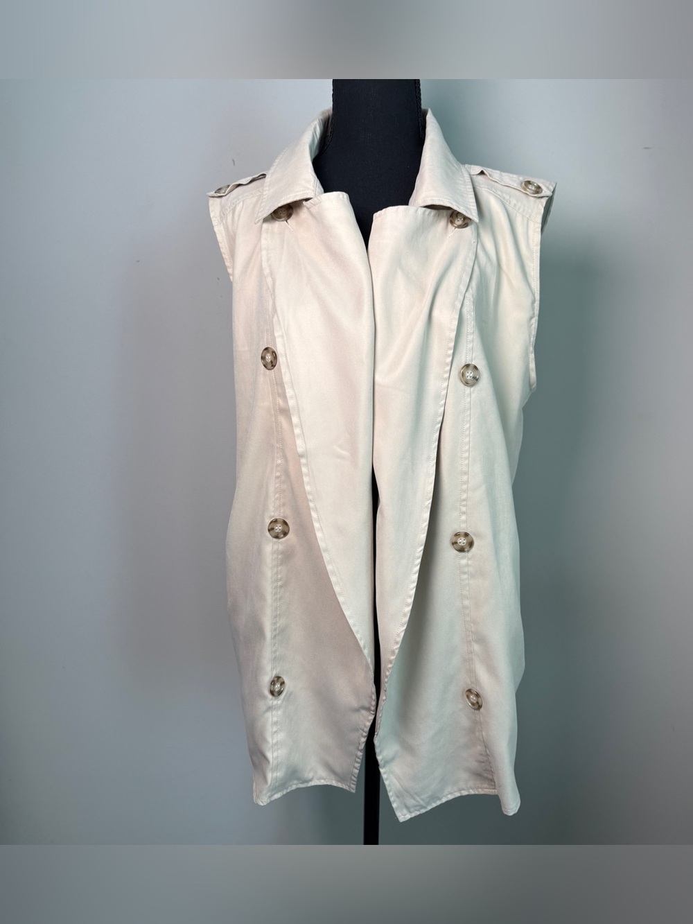 Ellison Cream Sleeveless Trench Vest Size S | Quiet Luxury Old Money Layering